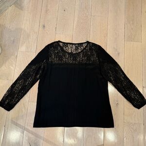 Myne Black Lace Silk Blouse